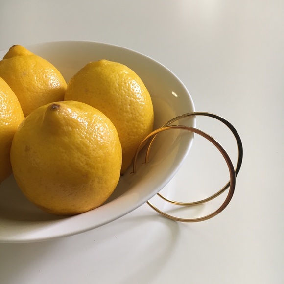 Jewelry - Stainless steel gold plated flattened hoops